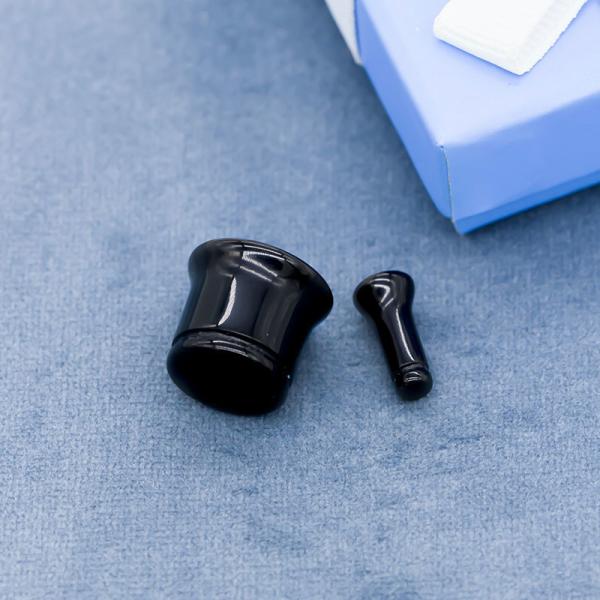 Acrylic Single Flared Ear Stretcher Plugs Multiple Size With Black Leather Hoops