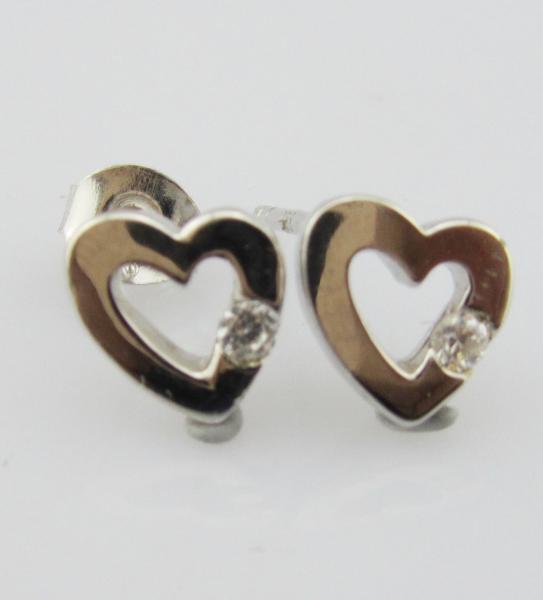 Heart-Shaped 925 Silver CZ Earrings  Romantic Accessory Girls Sterling Silver Earrings Small Silver Heart