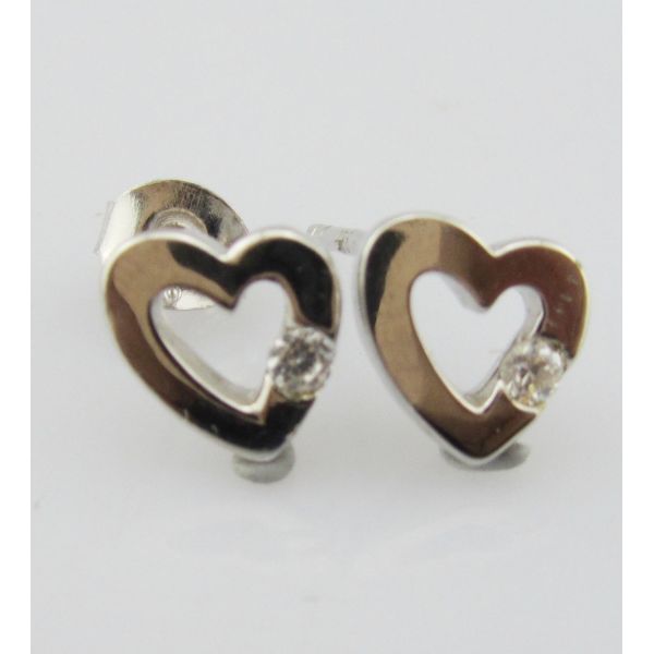 Heart Earring Stud Jewelry Type Decorative Silver Jewelry Sterling Silver Earrings With CZ Womens Silver Earring Cute