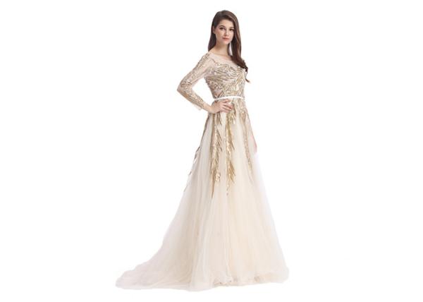 Saudi Arabic Beaded Bridesmaid Dresses , V - Neck Unique Bridesmaid Dresses