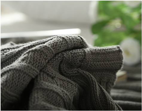 Home Cotton Soft Throw Blanket , Quilted Twist Pattern Knit Throw Blanket