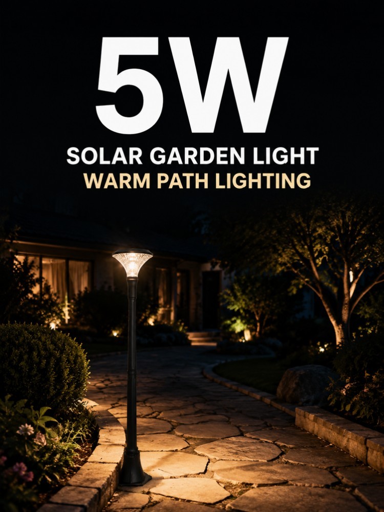 5W Flared Cone Solar Courtyard Post Light IP65 For Residential Entrances And Walkways