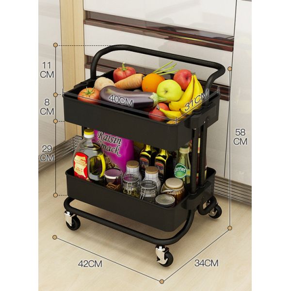 Wear Resistant Kitchen 45KG Bearing ABS 3 Shelf Trolley