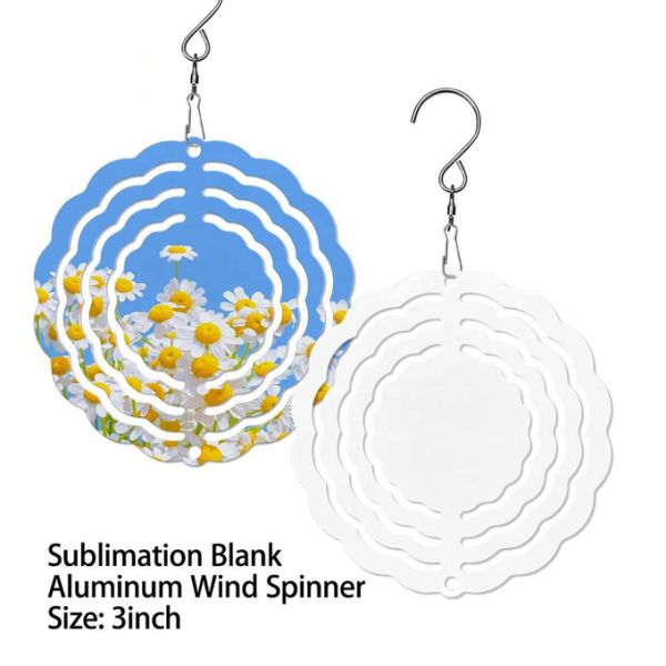 Aluminum Double Sided Printing 3 Inch Sublimation Wind Spinner Ornament Wind Chimes For Heat Press