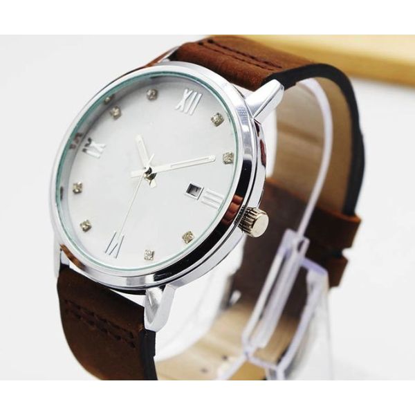 Quartz Mens Stainless Steel Watch / Leisure Mens Leather Strap Watches