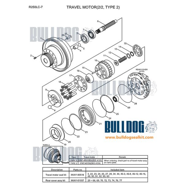 XKAY-00518 Hydraulic Repair Kits 31N8-40050BG 31N8-40051BG Hydraulic Motor Seal Kit