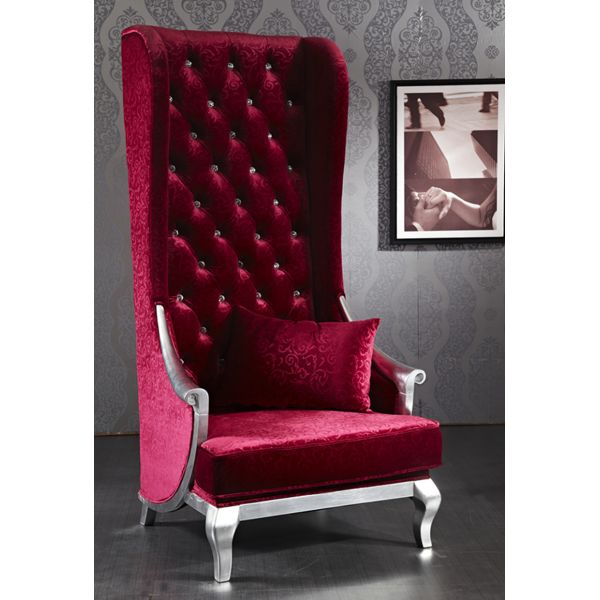 High Back King And Queen Throne Chairs Velvet Solid Wood 880x900x1890mm