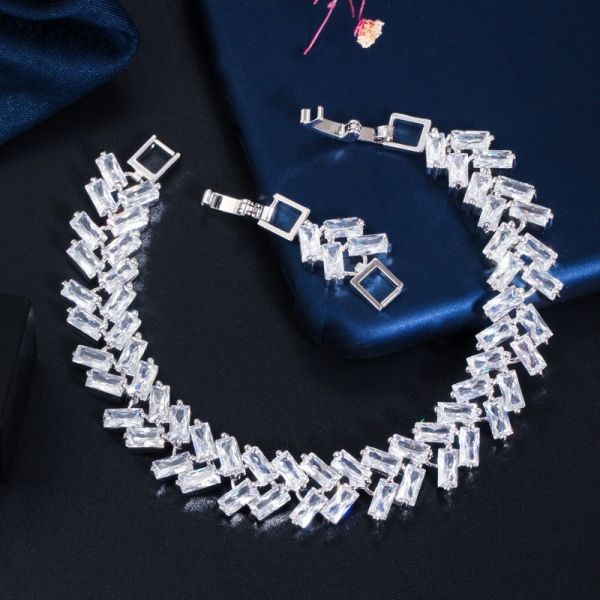 Fashion Bracelet Bangle for Women Captivate Bar Slider Brilliant CZ Rose Gold Color Jewelry CZ Crystal Bracelet Bangle