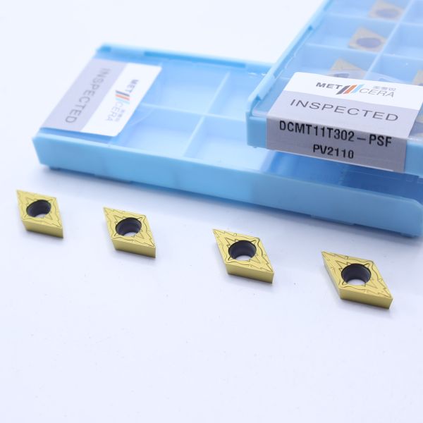 Indexable Cermet Turning Insert ,PVD Coated Internal Turning Insert, Finishing Chipbreaker DCMT11T302, Golden Color