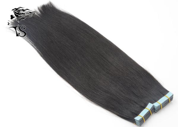 Seamless Tape In Hair Extension with Silky Straight Natural Black 7A Human Remy Hair