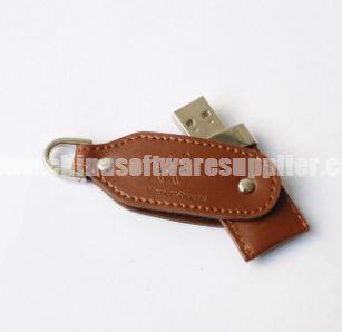 O flash da caixa do metal e do couro conduz USB 008