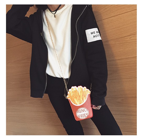 Japan and South Korea trend of 2016 new Ms. shoulder bag leisure wild food burger fries diagonal package female