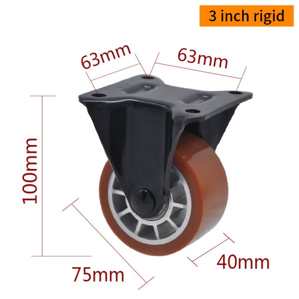 EDL Equipment Casters 3Inch Plate E-coated Casters 500Kg Road Rigid/Swivel/with Brake M433-86AP