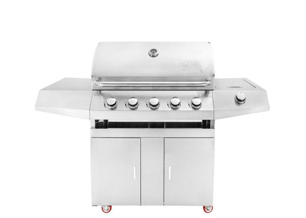 Factory price silver 430 stainless steel slow 5 burners protable gas BBQ grill