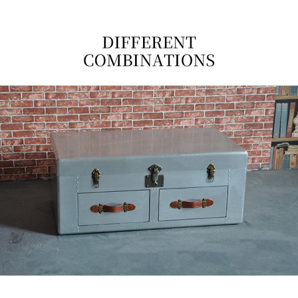 Nidea #8660 Retro Industrial Loft Style Aluminum Coffee Table Cabinet for Villas and Hotels Living Room