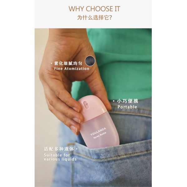 Portable 50ml Fine Mist Sprayer PETG Plastic Spray Bottle for Essential Oil and Perfume