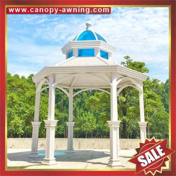 Public rain sun garden park rest wood style Aluminium aluminum alloy metal pavilion kiosk pergola sunshade shelter shed