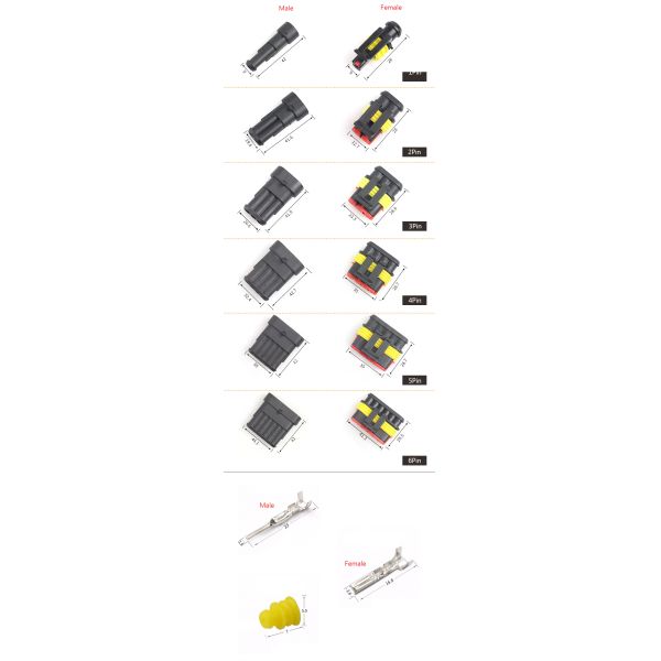 1.5 Series Male Female AMP Car 6P Waterproof Wire Plugs For Car
