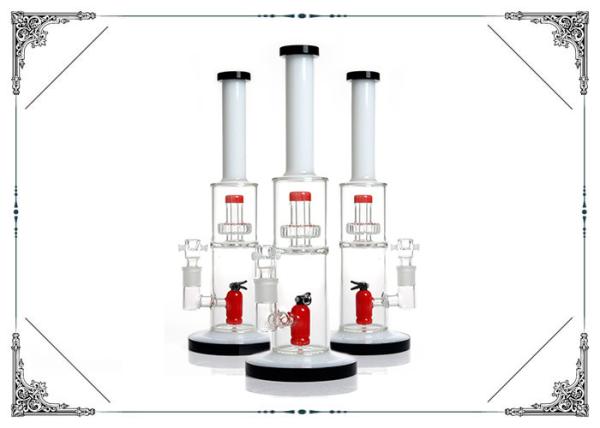 14'' Straight Glass Bongs America Red Extinguisher / Birdcage Percolator