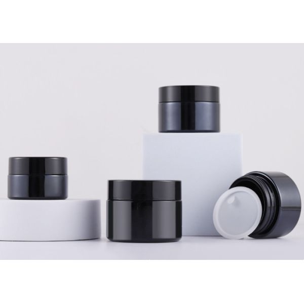 Black 20g 30g 50g Luxury Skincare Glass Jar Cosmetic Face Cream Jar