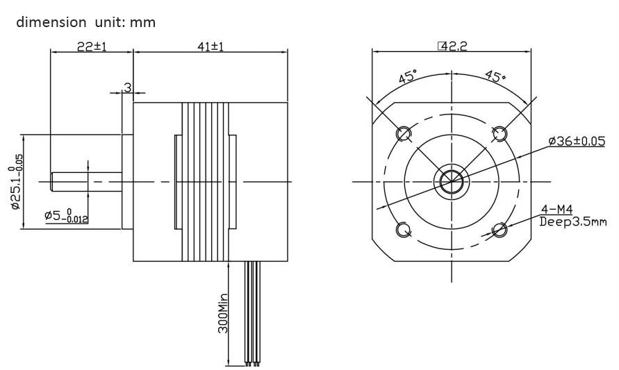 квадрат мотора DC Dia 42mm безщеточный формирует 5500RPM для чд-плеера