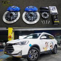 Kit de travagem frontal grande 4 pinças de pistão com rotor 355x28mm sistema de travagem automático BBK para JAC Refine S7 18 polegadas carro borda