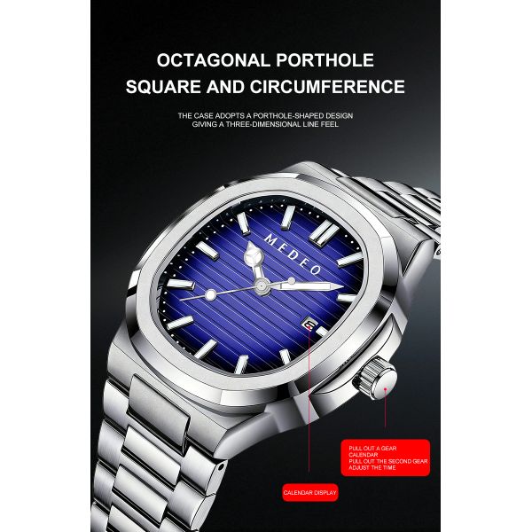 Octagonal Porthole With Square Quartz Watch