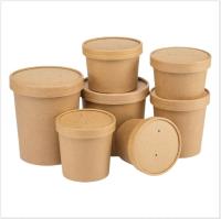 Coupe de soupe en papier kraft jetable avec couvercle en papier collations pâtes à emporter tasse de soupe