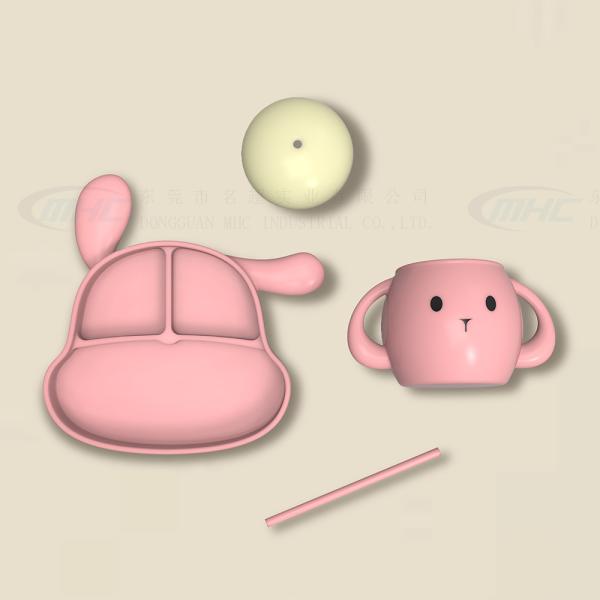 MHC Cartoon Animal Silicone Baby Feeding Set Plate for Kids Travel Nursing 500 Pieces