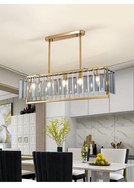 Luxury home decor lamp living room chandelier rectangle modern led crystal chandelier ceiling light(WH-CY-229)