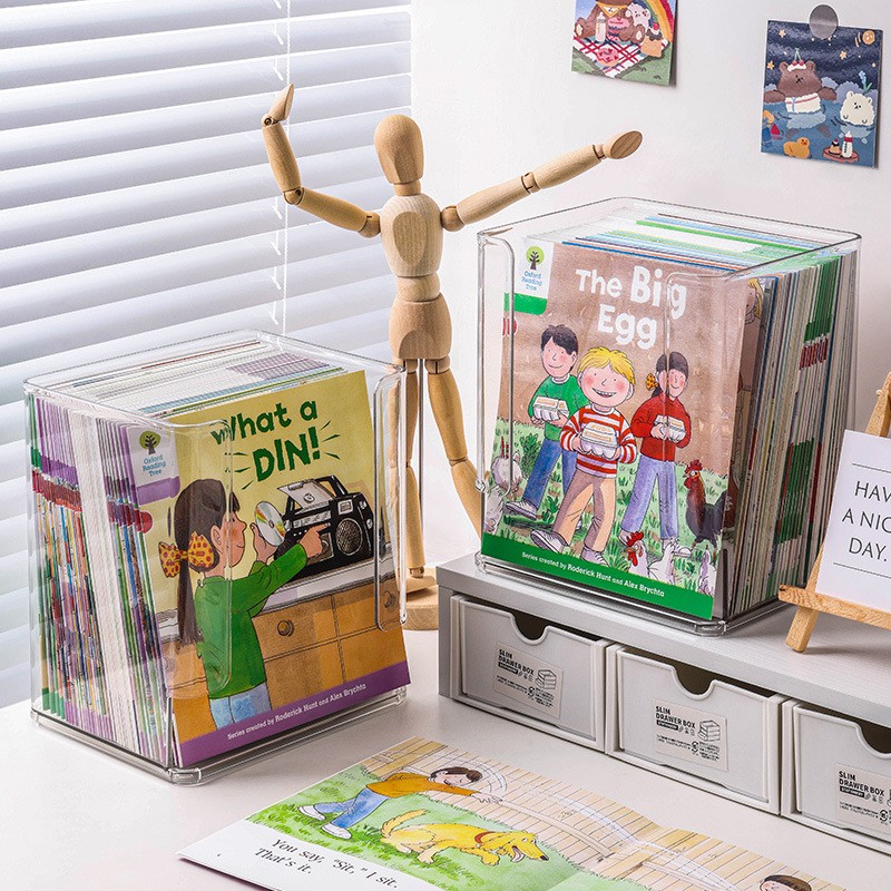 Clear Plastic Book Display Stand for Nursery Playroom and Classroom Reading Corner Organization