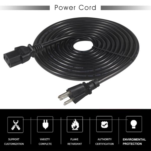 NEMA 5-15P から C13 電源コード 6ft 18AWG パソコンとモニター