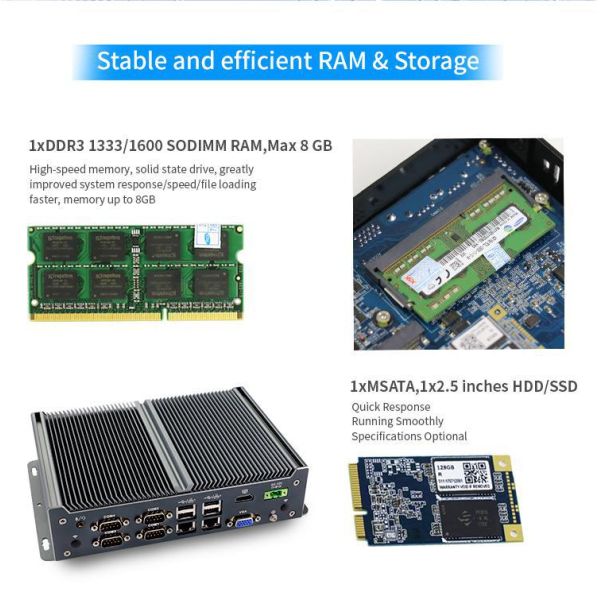 IBOX-1126 J1900 Промышленный мини-компьютер без вентилятора с 4 портами USB 2.0