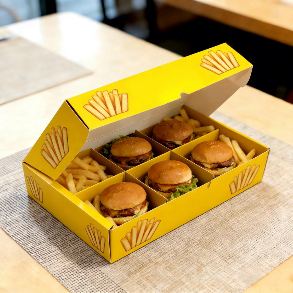 Wholesale Eco-Friendly Food Grade Burger Box with Custom Logo Printing for Takeaway Hamburgers