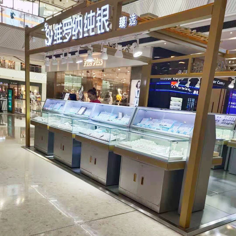 Commercial Sectional Display Furniture for Gold Jewelry Mall Display Kiosk Showcase