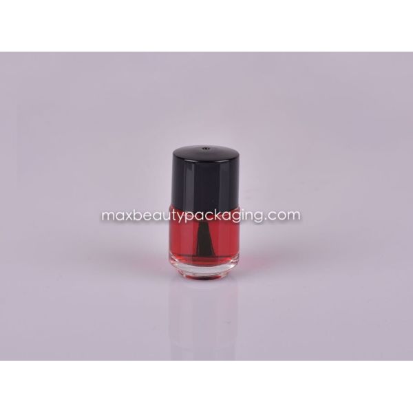 7ml round nail polish bottle shiny black cap flat brush nail polish packaging plastic cosmetic packaging uv coatings