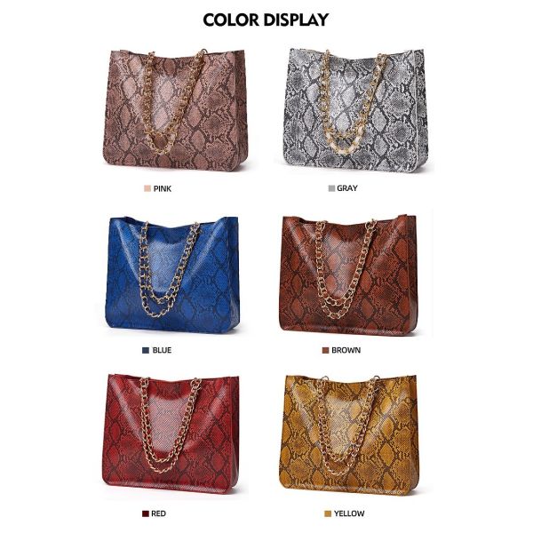Дополнительные большие сумки Tote кожи тела змейчатого Faux Брауна взаимные