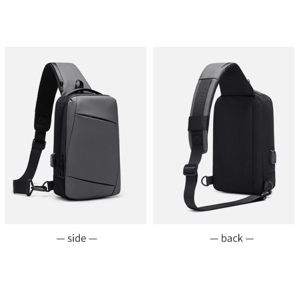 Black Gray 5L Shoulder Crossbody Mens Chest Sling Bag 0.53KG