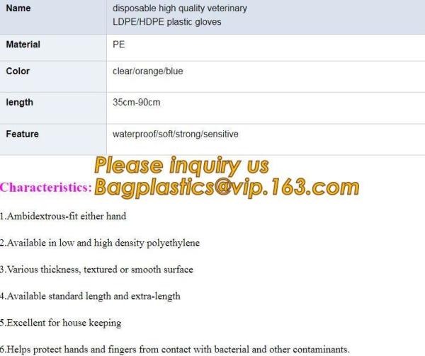 Disposable PE elbow length gauntlets gloves,disposable plastic PE glove with high quality for medical glove bagplastics