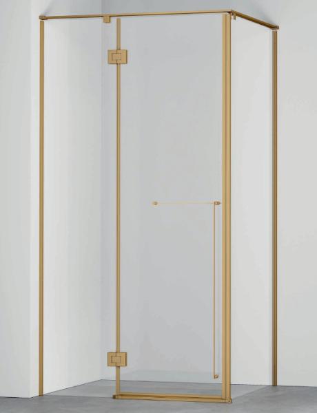 Aço inoxidável, banheiro, chuveiro, porta de dobradiça com painel lateral.