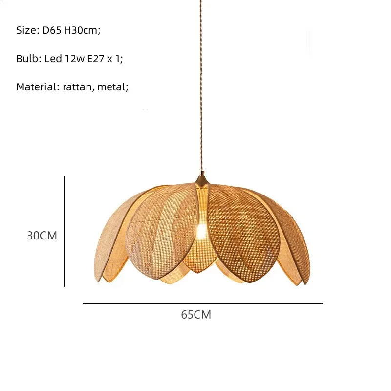Restaurant Lighting Living Room Parlor Bar Decor Japanese Wicker Art Petal Pendant Light(WH-WP-141)
