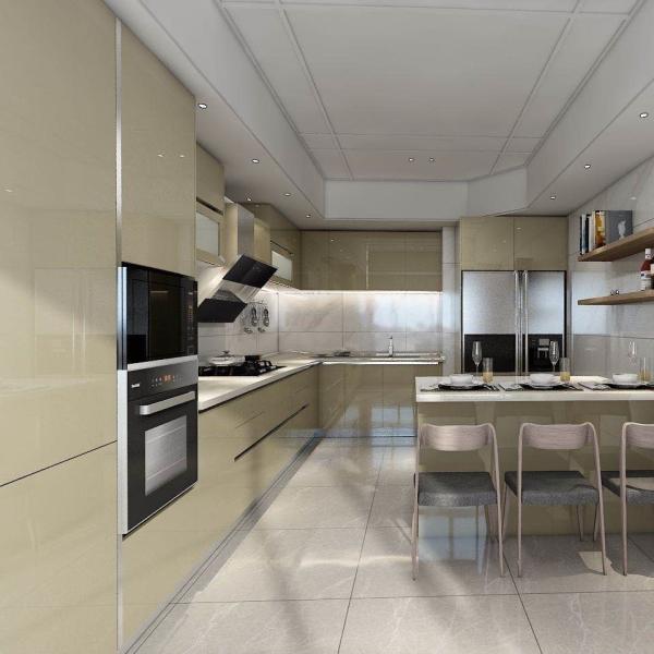 Wood Mdf Slab Modern Prefab Kitchen Cabinets 18mm For Kitchen Off White