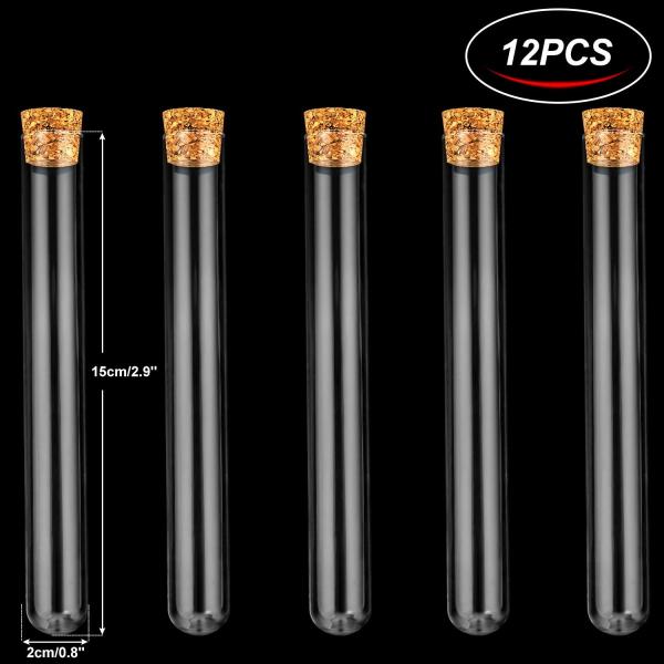 Scientific Experiments 12Pcs 20x150mm Glass Test Tubes With Cork Stoppers 1 Rack Of Acrylic Material