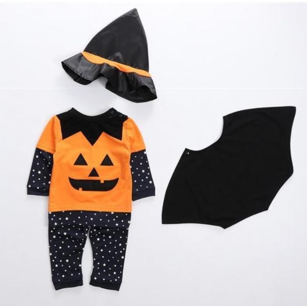 Kids Clothes Children Halloween Pumpkin Infant Bodysuit Jumpsuit Toddler  Long Sleeve Pants Hat Cloak Set Baby Romper