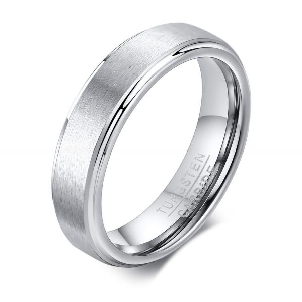 5 mm d'argent/or/noir Carbure de tungstène de base anneau brossé à l'avant-bras Hommes Femmes Fiançailles Promesse alliance