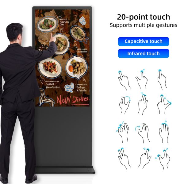 Android 55 Inch Totem Digital Display Touch Screen Kiosk LCD Indoor Floor Standing 4K UHD Commercial