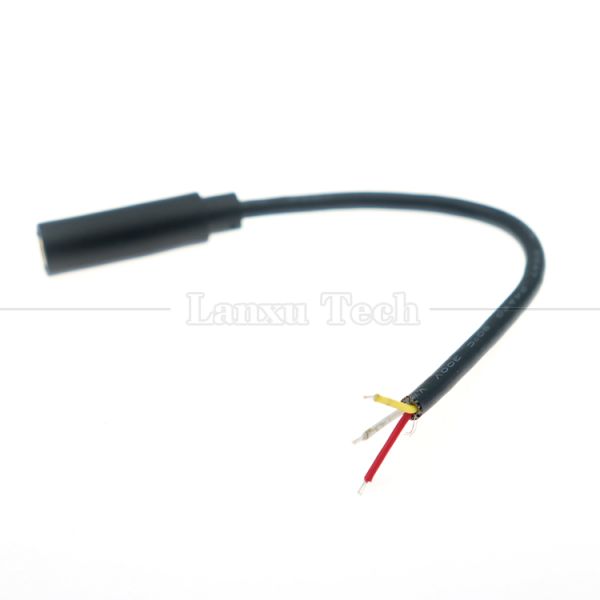 Revestido en oro 3.5mm TRS 3 Ploes Shield Jack de audio de mujer a cables desnudos de lata