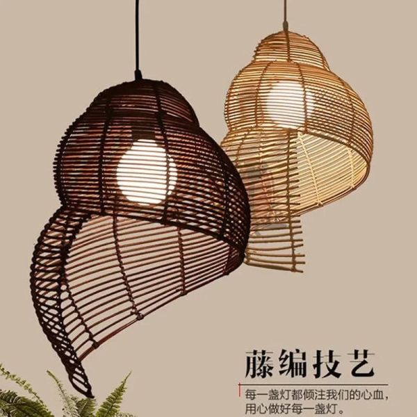 Study Room Lights Parlor home decor Southeast Asia Bamboo Conch Pendant Lamp(WH-WP-110)