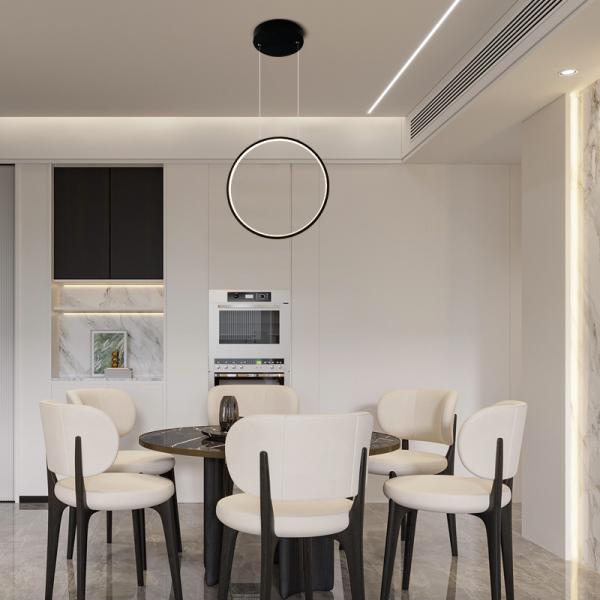 Longue ligne de suspension circulaire à l' anneau creux noir blanc décoratif moderne