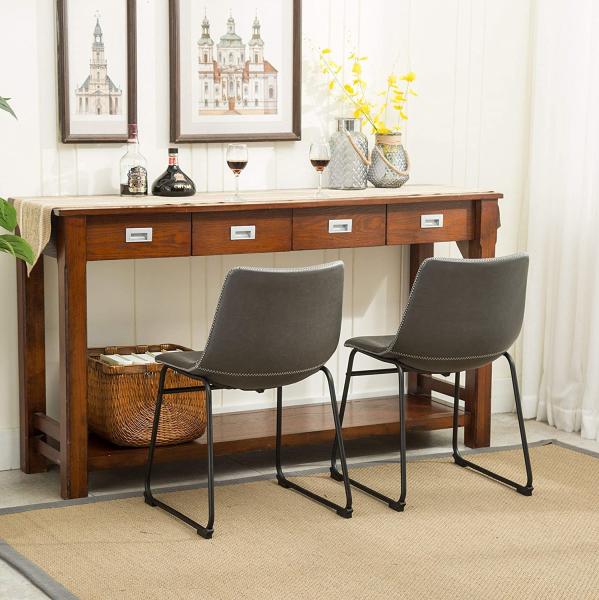 Vintage PU Leather Leather Dining Room Chairs Antique Gray Reception Nordic Relax Upholstered